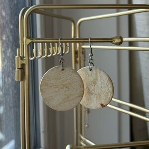 80s White Wood Earrings